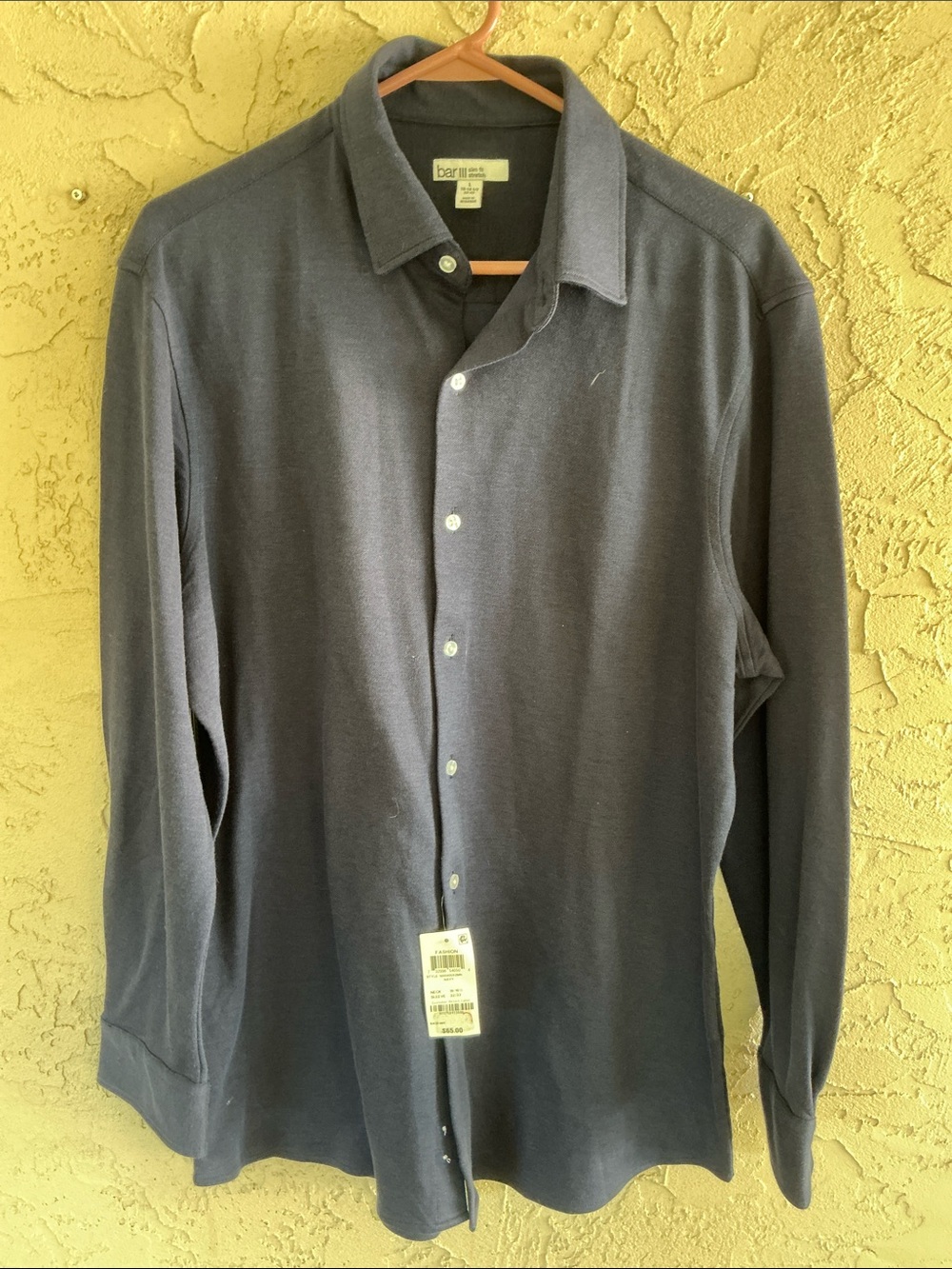 Men’s Bar lll  Men’s Blue Chambray Dress Shirt Size L 16-161/2  32-33 NEW